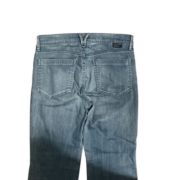 GoldSign Mid Rise Wide Leg Jeans Women’s M Blue Light Wash Cropped Distressed 29 - Picture 14 of 16